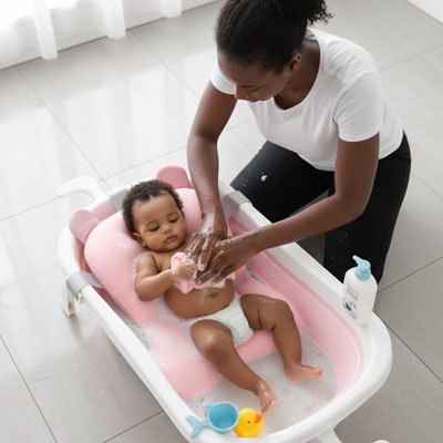 Coussin de bain bébé | Sécurisoft - bebetrucs